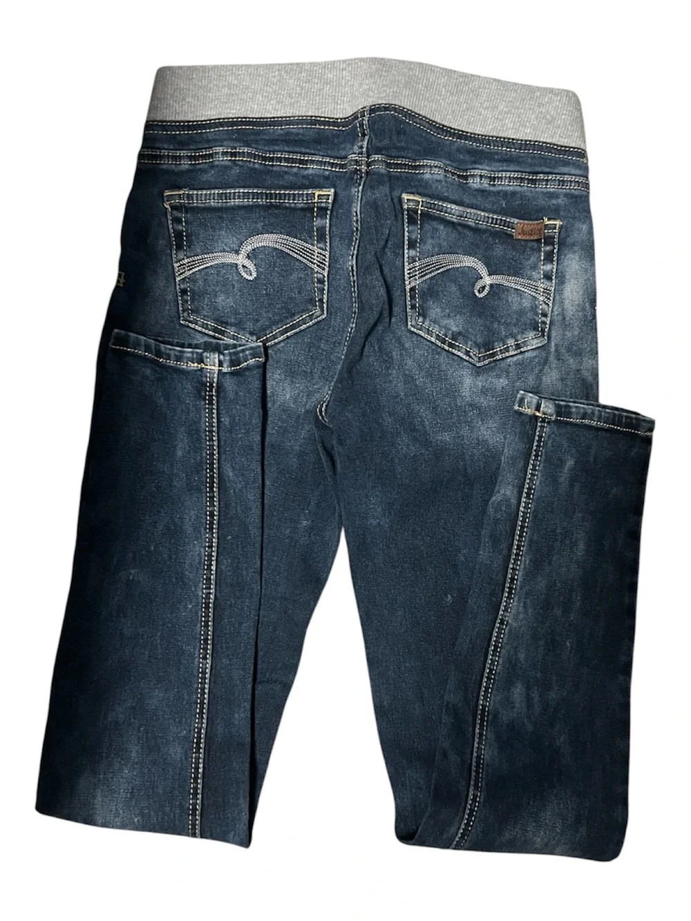 Y2K girls  Dark Blue Stretch Denim jegging Jeans with Grey Waistband’s 16R